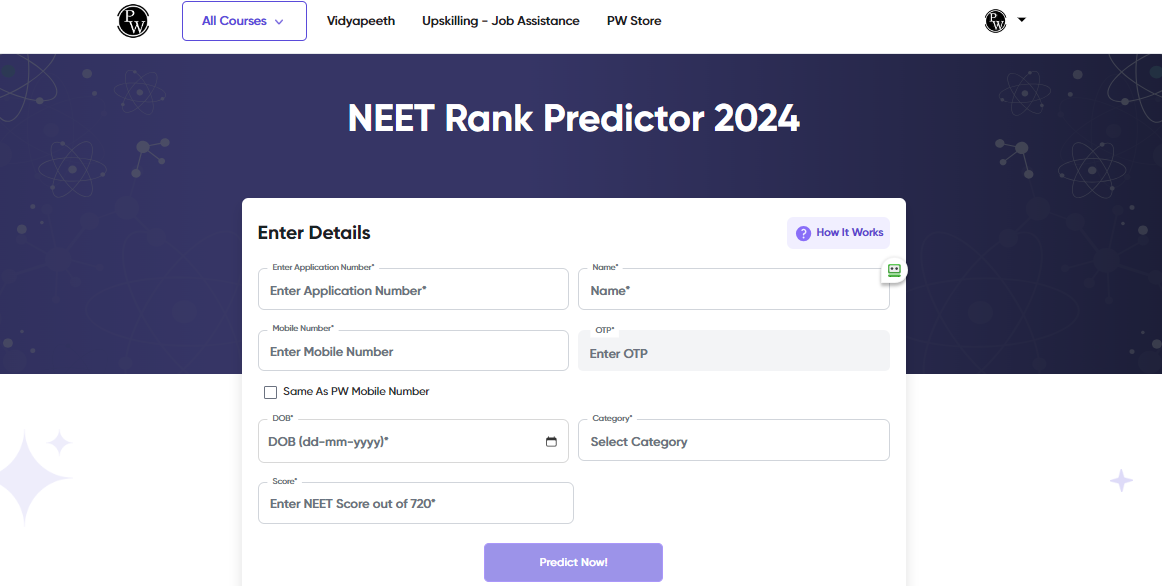 PW NEET Rank Predictor