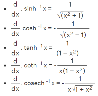 Differentiation of Inverse Hyperbolic Functions