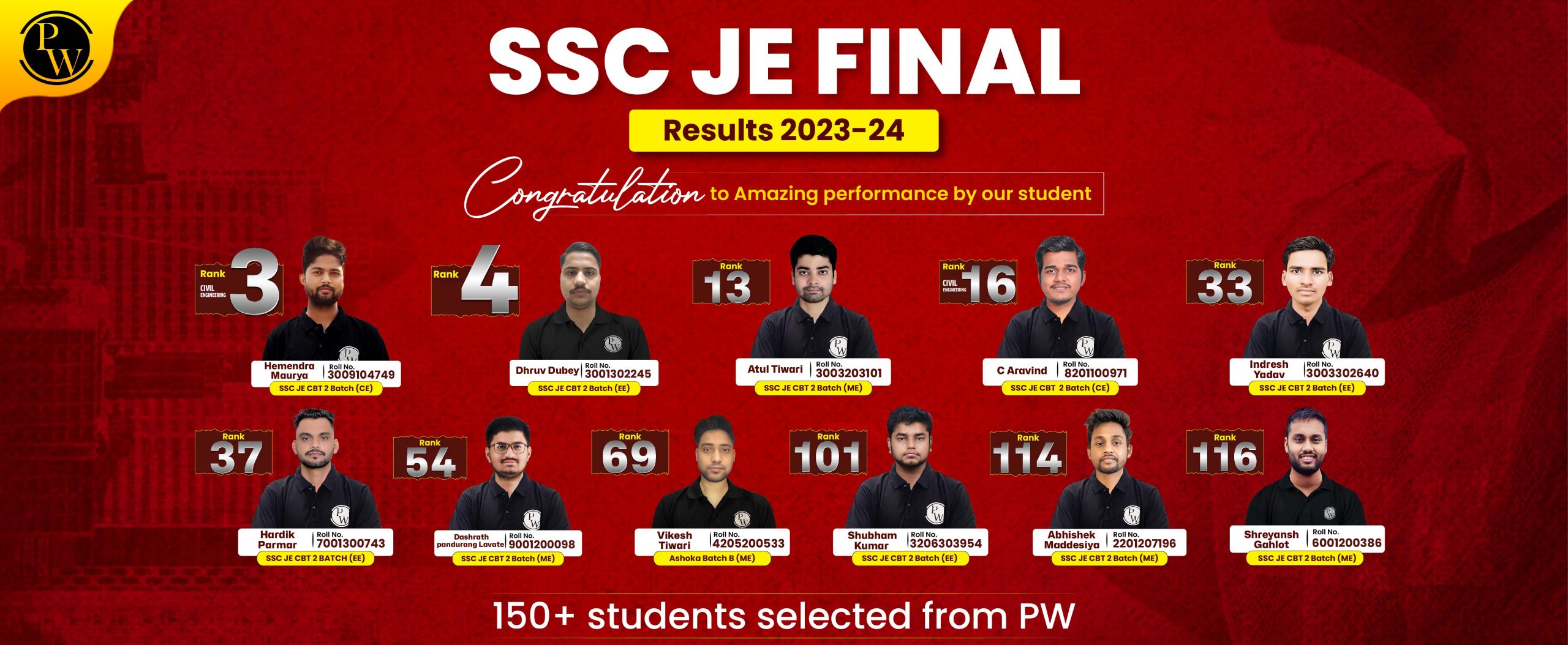 PW SSC JE RESULT