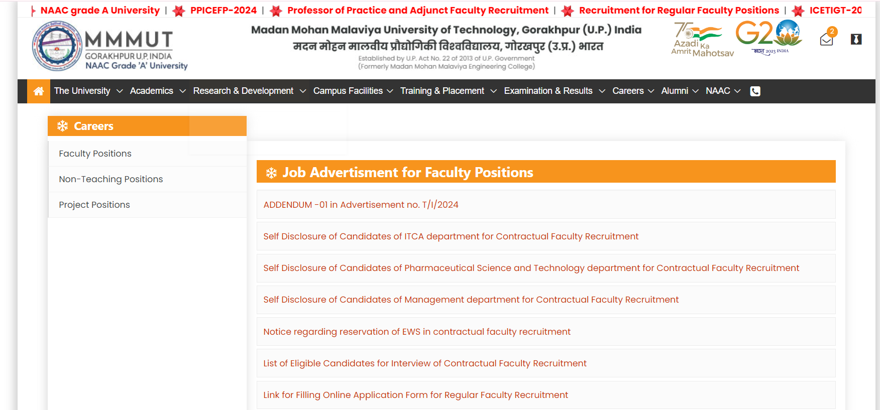 MMMUT Faculty Application Form 2024