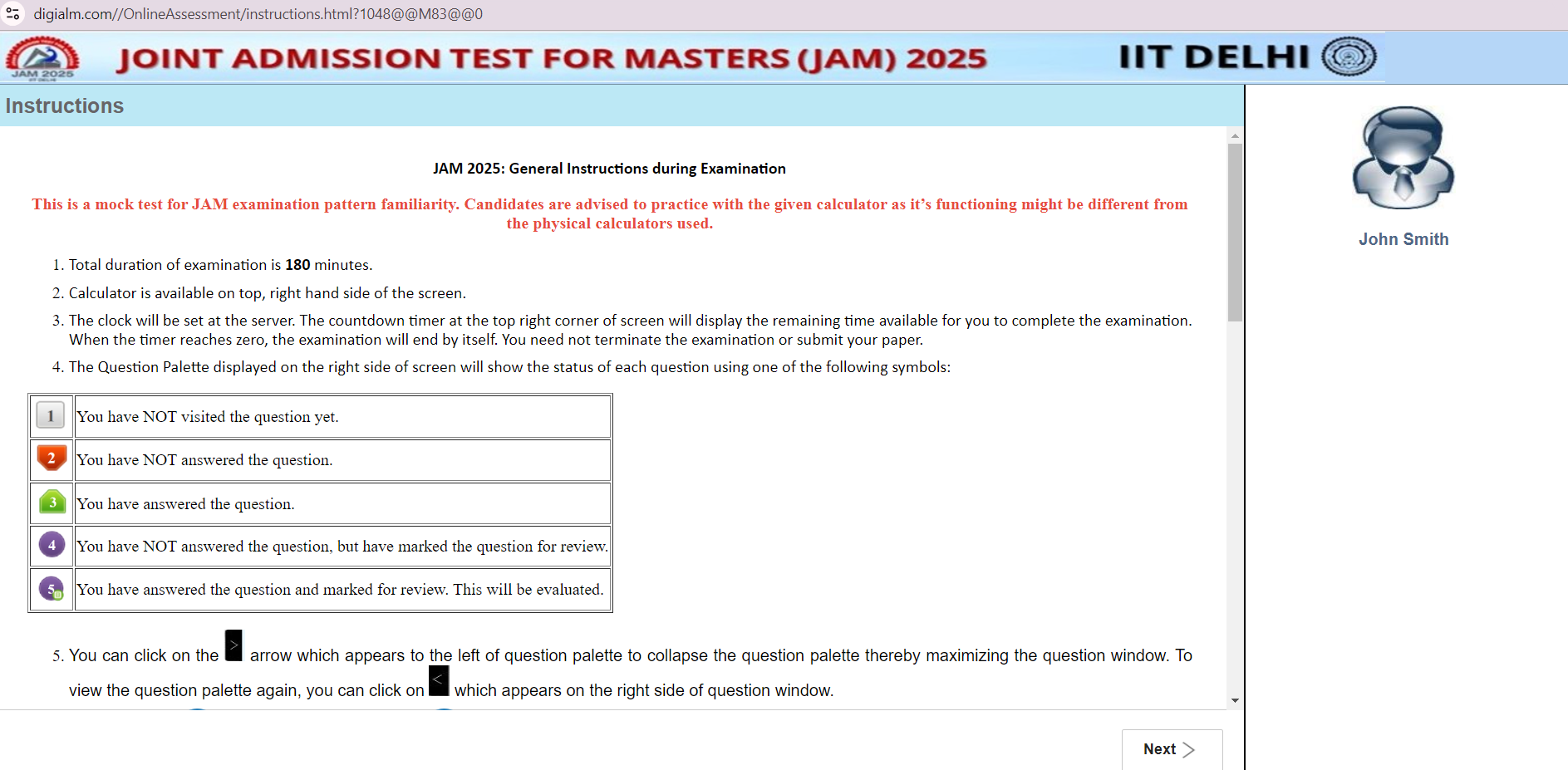 IIT JAM Mock Test 2025