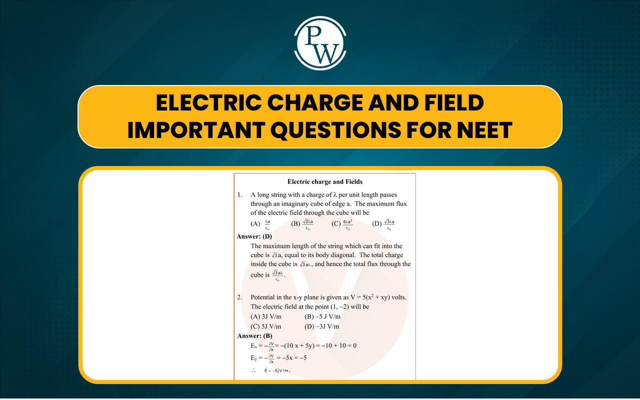 Electric Charge and Field Important Questions for NEET 2025 PDF