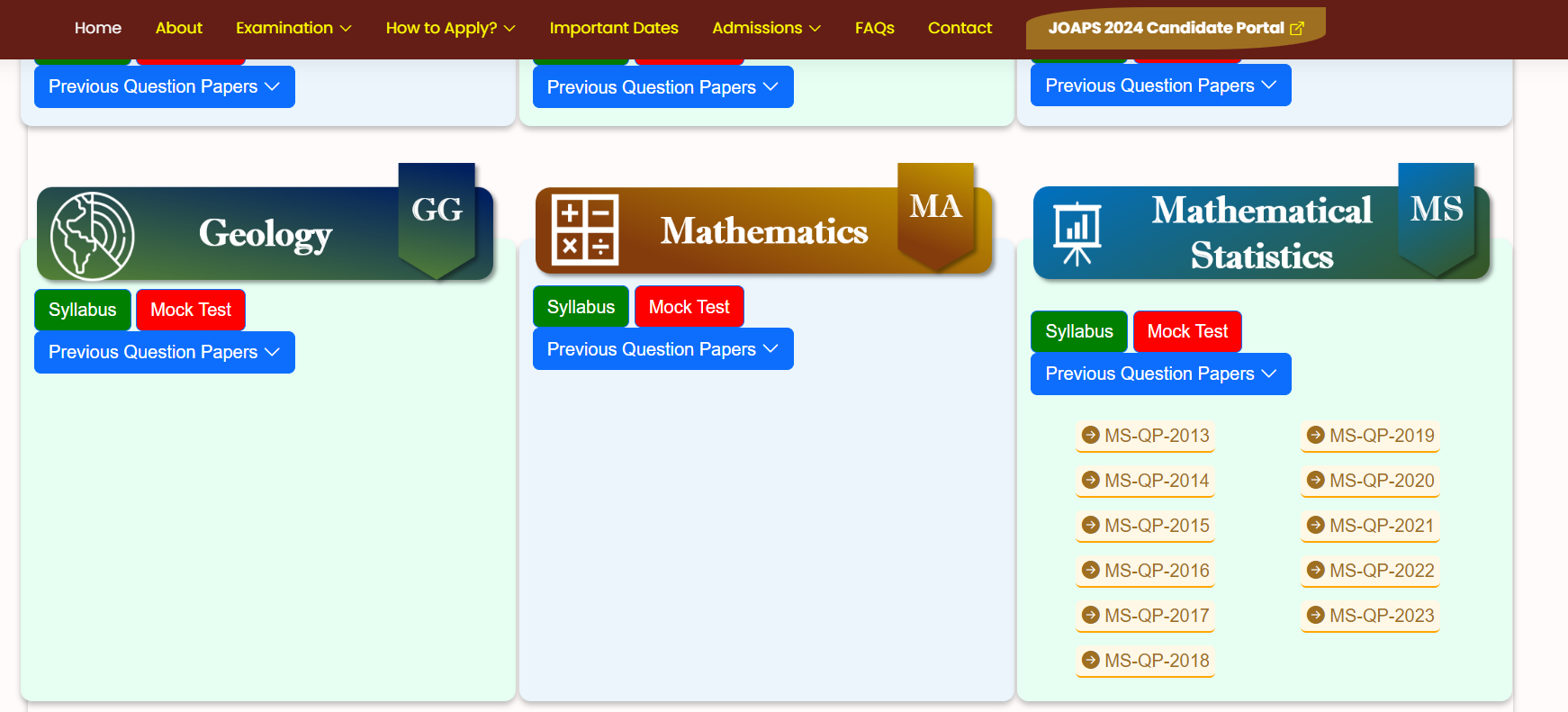 IIT JAM Mathematical Statistics Previous Year Question Papers