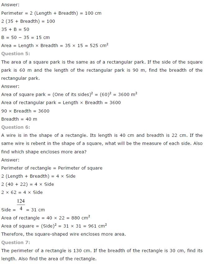 NCERT Solutions for Class 7 Maths Perimeter and Area Exercise 11.1