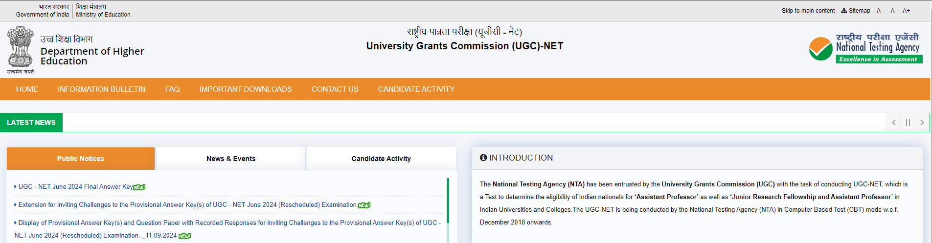 UGC NET Official Website