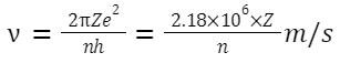 Formulas Related to Bohr's Model for the Hydrogen Atom