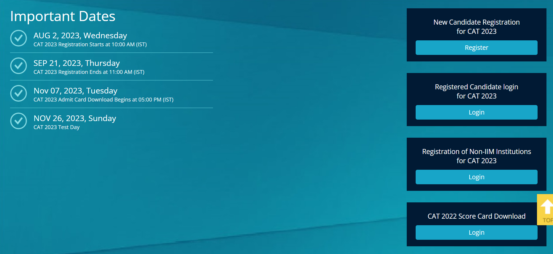 CAT 2023 Admit Card login