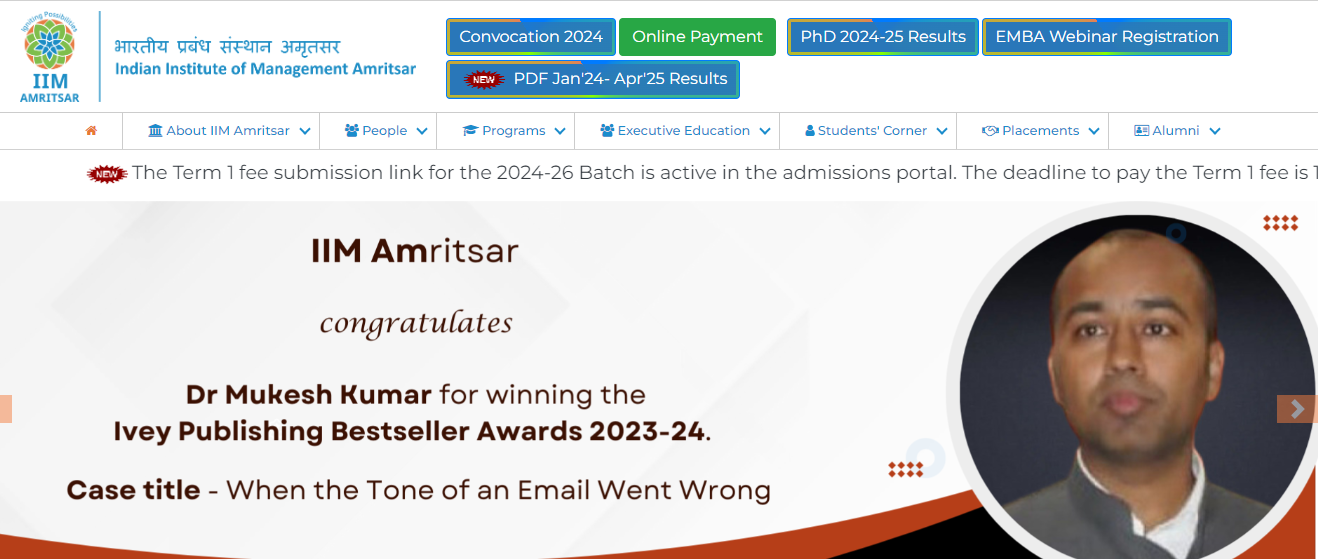 IIM Amritsar Placements 2024: Over 240 companies participate; highest CTC stood at INR 58.52 lakh