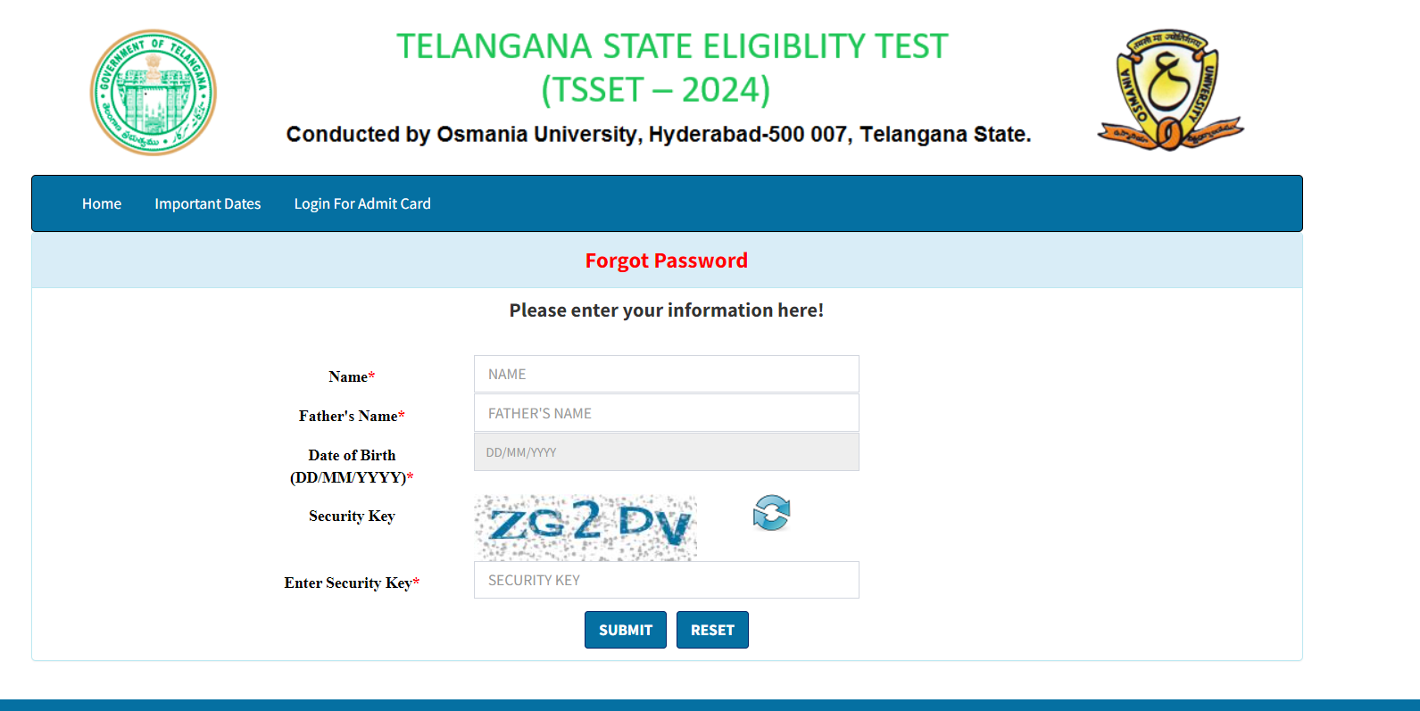 TS SET Hall Ticket 2024