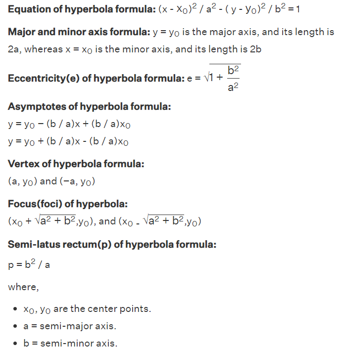 Hyperbola Formula 