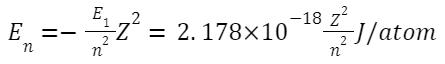 Formulas Related to Bohr's Model for the Hydrogen Atom