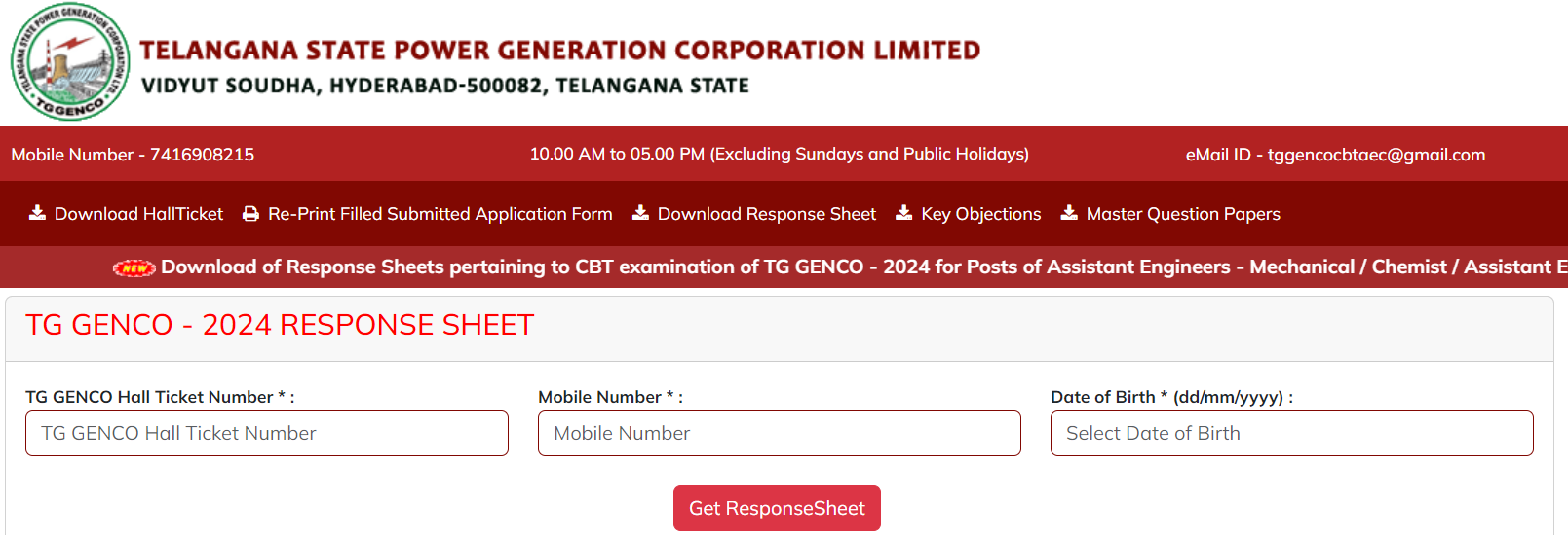 TSGENCO Answer Key 2024