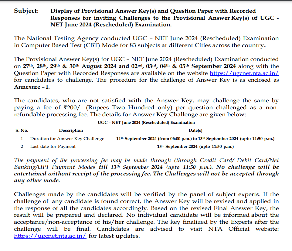 UGC NET Provisional Answer Key 2024 Out