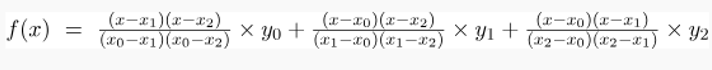 Lagrange Second Order Interpolation Formula