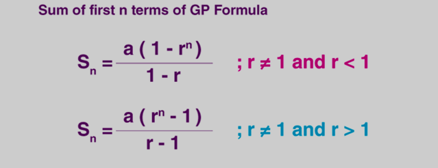 Sum to n Terms To A GP Formula